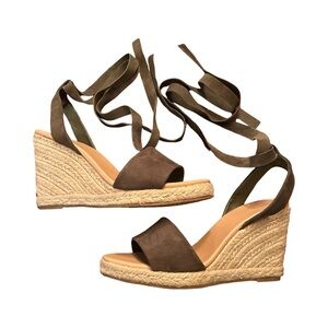 LOFT Brown Espadrille Wedge Sandals
